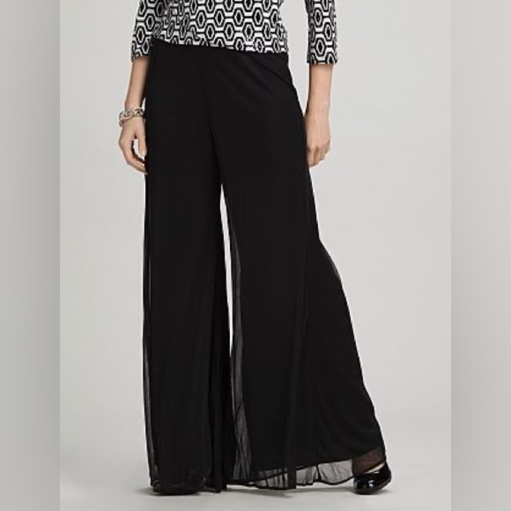 Dress Barn Black Wide-Leg Chiffon Overlay Palazzo Pants